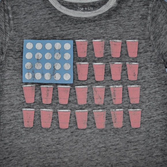 NEW Beer Pong Flag Short Sleeve Ringer Graphic Tee - Picture 3 of 8